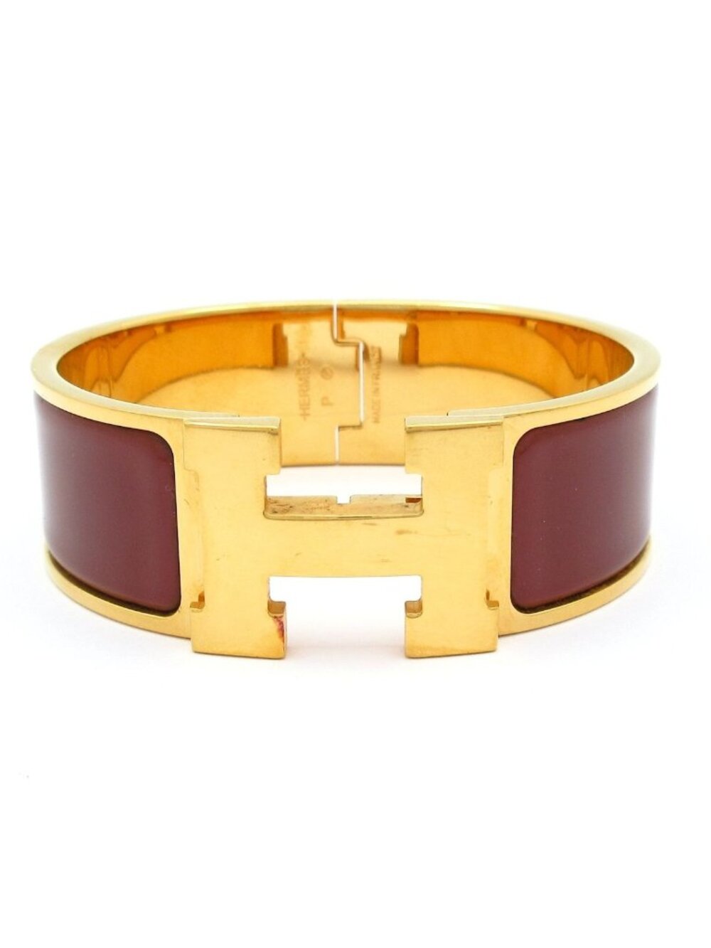 Hermes Bangle Clic Clac Gold Brown Bracelet